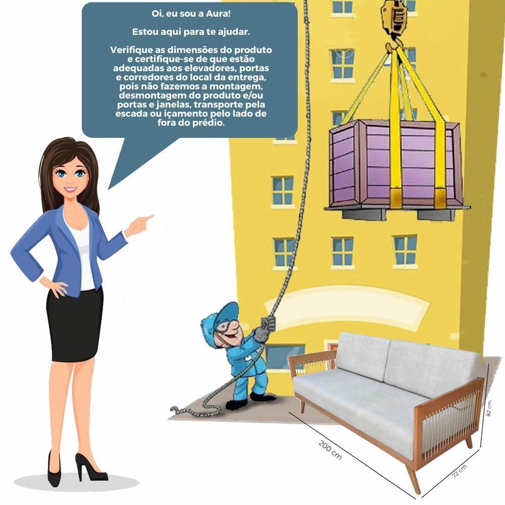 Sofá 3 Lugares Saibi Ozki 200Cm Poliéster Cinza Madeira Eucalipto Cedro Corda Náutica Plana Poliéste - 10