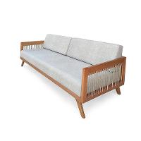 Sofá 3 Lugares Saibi Ozki 200Cm Poliéster Cinza Madeira Eucalipto Cedro Corda Náutica Plana Poliéste - 1