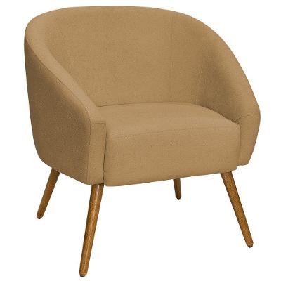 Poltrona Sala De Estar Mona Pés Palito Castanho Bouclé Camel - Nexta Casa