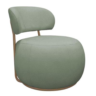 Poltrona Decorativa Greta Base Fixa Ouro Fosco Bouclé Verde Claro - Nexta Casa