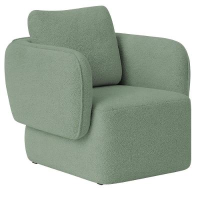 Poltrona Decorativa Sala De Estar Duna Bouclé Verde Claro - Nexta Casa