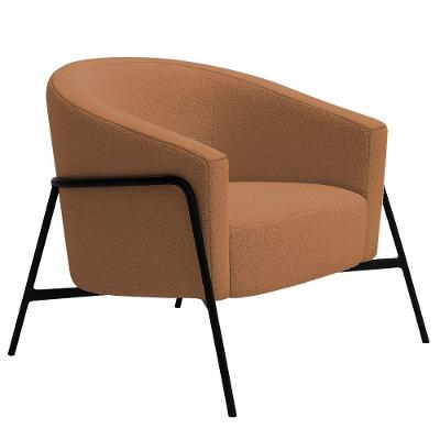 Poltrona Decorativa Maitê Base Aço Preto Bouclé Terracota - Nexta Casa Cor Terracota