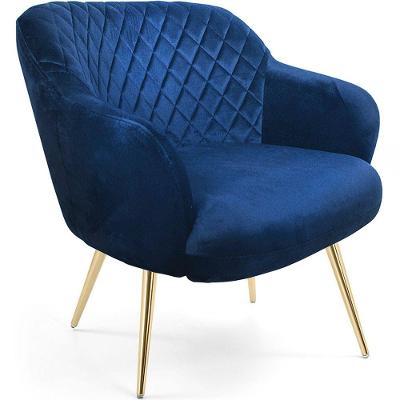 Poltrona Jade Tressê Pés Palito Gold Veludo Azul - Nexta Casa