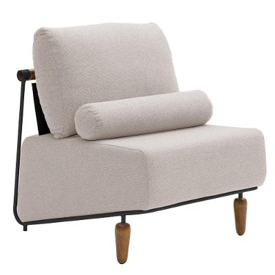 Poltrona Decorativa Aurea Base Aço Preto Linho Bege - Nexta Casa