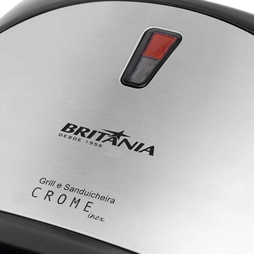 Sanduicheira Grill Britânia Antiaderente Preto/Inox 127V - 7