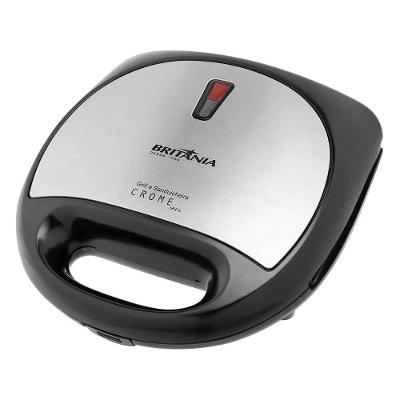 Sanduicheira Britânia Crome Grill Antiaderente com Chapa Ondulada 750W Preto 110V