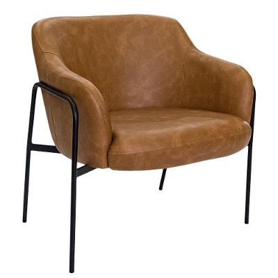 Poltrona Decorativa Jade Base Aço Preto Corano Caramelo - Nexta Casa