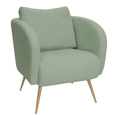 Poltrona Decorativa Dana Pés Palito Ouro Fosco Bouclé Verde Claro - Nexta Casa