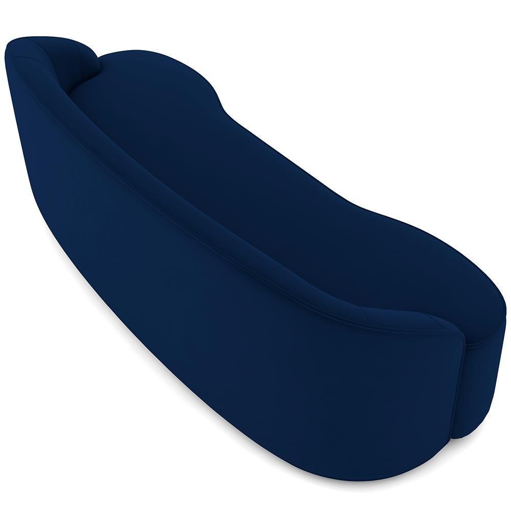Sofá 4 Lugares Curvo Sala De Estar Living Lótus D02 Veludo Azul Marinho 230 Cm C-304 - 4