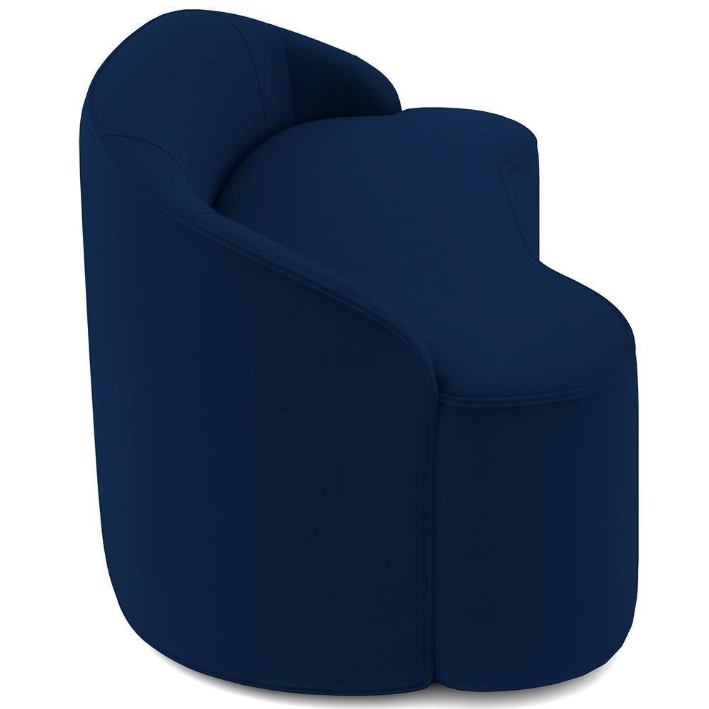 Sofá 4 Lugares Curvo Sala De Estar Living Lótus D02 Veludo Azul Marinho 230 Cm C-304 - 5