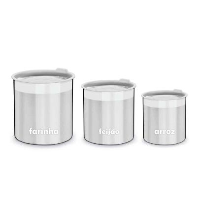 Jogo De Potes Tramontina Cucina Em Aço Inox Tampa Plástica Branca 3 Peças Tramontina