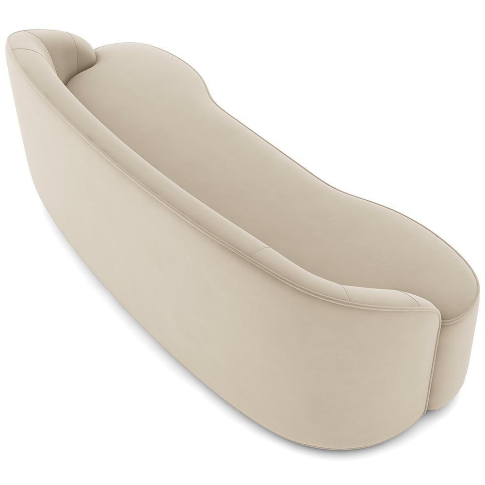Sofá 4 Lugares Curvo Sala De Estar Living Lótus D02 Veludo Bege 230 Cm C-309 - 6