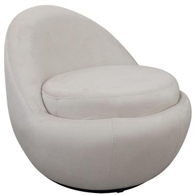 Poltrona Orgânica Kaira Giratória Veludo Off White - Nexta Casa