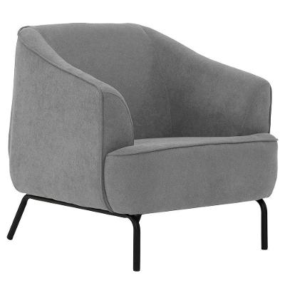 Poltrona Decorativa Base Aço Preto Germany Bouclé Cinza Claro - Nexta Casa