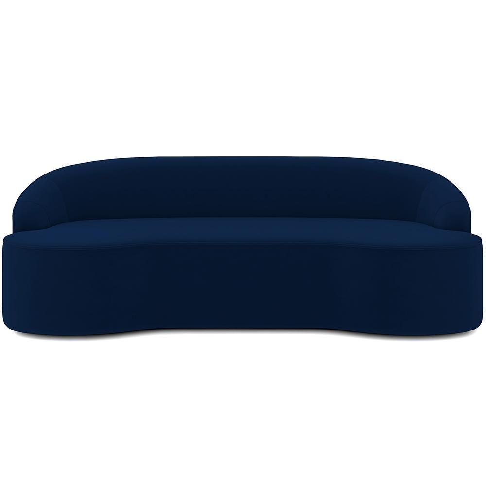 Sofá 4 Lugares Curvo Sala De Estar Living Lótus D02 Veludo Azul Marinho 260 Cm C-304 - 2