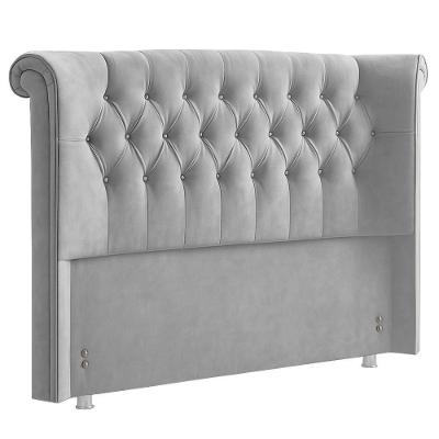 Cabeceira Cama Box Casal 140 Cm Serena Veludo Cinza - Nexta Casa