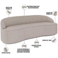 Sofá 4 Lugares Curvo Sala De Estar Living Lótus D02 Bouclê Bege 230 Cm B-62 - 2