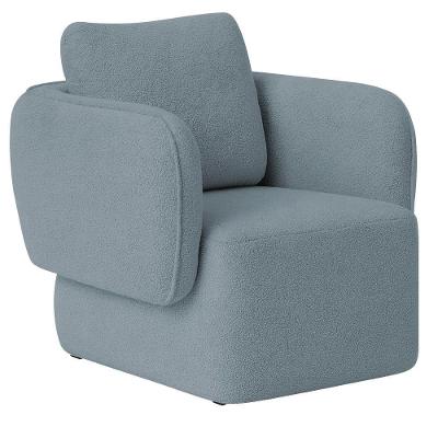 Poltrona Decorativa Sala De Estar Duna Bouclé Azul Claro - Nexta Casa