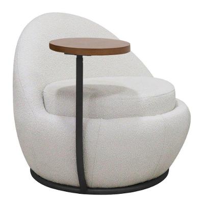 Poltrona Kaira Mesa Lateral Direita Base Fixa Preto Bouclé Creep Off White - Nexta Casa