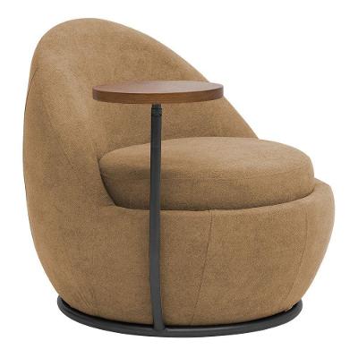 Poltrona Kaira Mesa Lateral Direita Base Fixa Preto Bouclé Camel - Nexta Casa