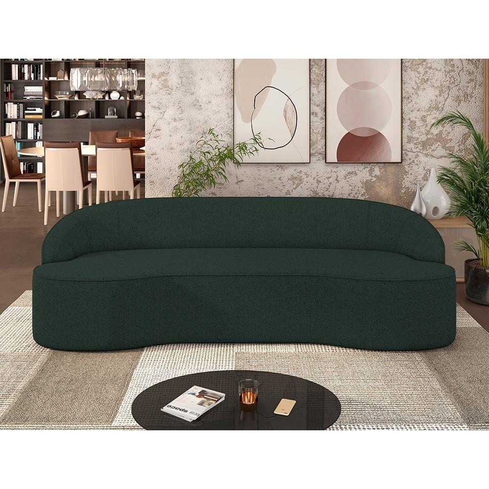Sofá 4 Lugares Curvo Sala De Estar Living Lótus D02 Linho Verde Musgo 230 Cm C-117 - 7