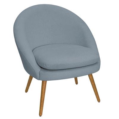 Poltrona Para Sala Rafa Pés Palito Castanho Bouclé Azul Claro - Nexta Casa