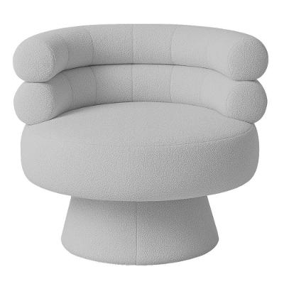 Poltrona Orgânica Mabel Base Fixa Bouclé Cinza Claro - Nexta Casa