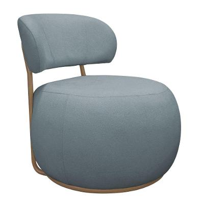 Poltrona Decorativa Greta Base Fixa Ouro Fosco Bouclé Azul Claro - Nexta Casa