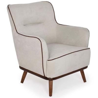 Poltrona Para Sala Isabella Base Castanho Suede Tramado Cinza - Nexta Casa