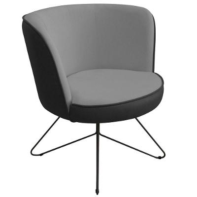 Poltrona Decorativa Chiara Base Orby Corano Preto/velosuede Cinza - Nexta Casa