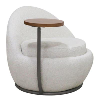 Poltrona Kaira Mesa Lateral Direita Fixa Titânio Bouclé Creep Off White - Nexta Casa