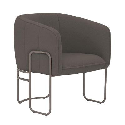 Poltrona Sala De Estar Marie Base Aço Titânio Bouclé Marrom - Nexta Casa