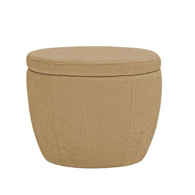 Puff Decorativo Redondo Kaira Bouclé Camel - Nexta Casa