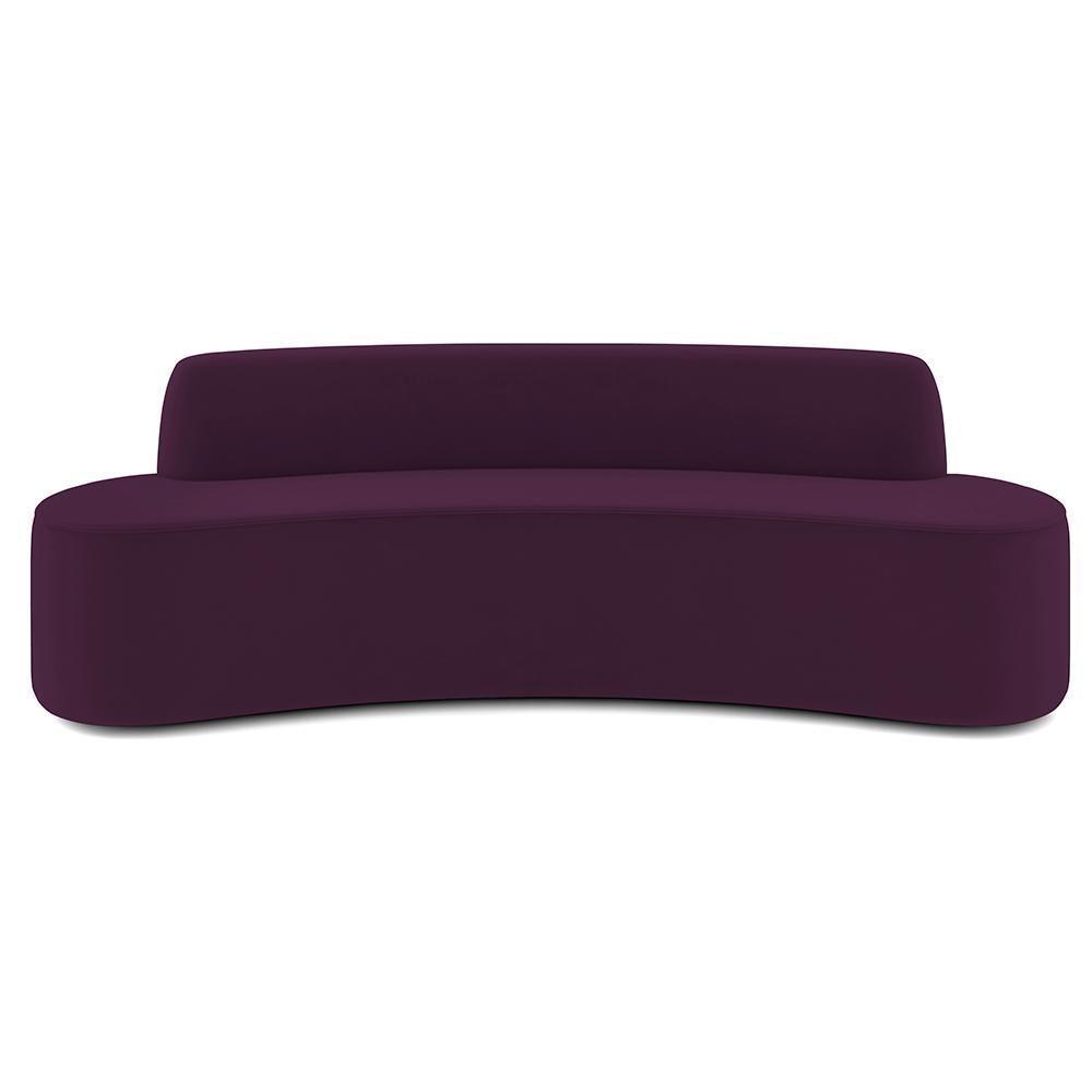 Sofá 4 Lugares Curvo Sala De Estar Living Cancún D02 Veludo Roxo 260 Cm C-292 - 4