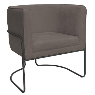 Poltrona Decorativa Betina Base Aço Preto Bouclé Marrom - Nexta Casa