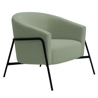 Poltrona Decorativa Maitê Base Aço Preto Bouclé Verde Claro - Nexta Casa Cor Verde