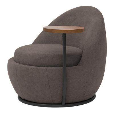 Poltrona Kaira Mesa Lateral Esquerda Base Fixa Preto Bouclé Marrom - Nexta Casa