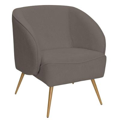 Poltrona Para Sala De Estar Agnes Pés Aço Ouro Fosco Bouclé Marrom - Nexta Casa