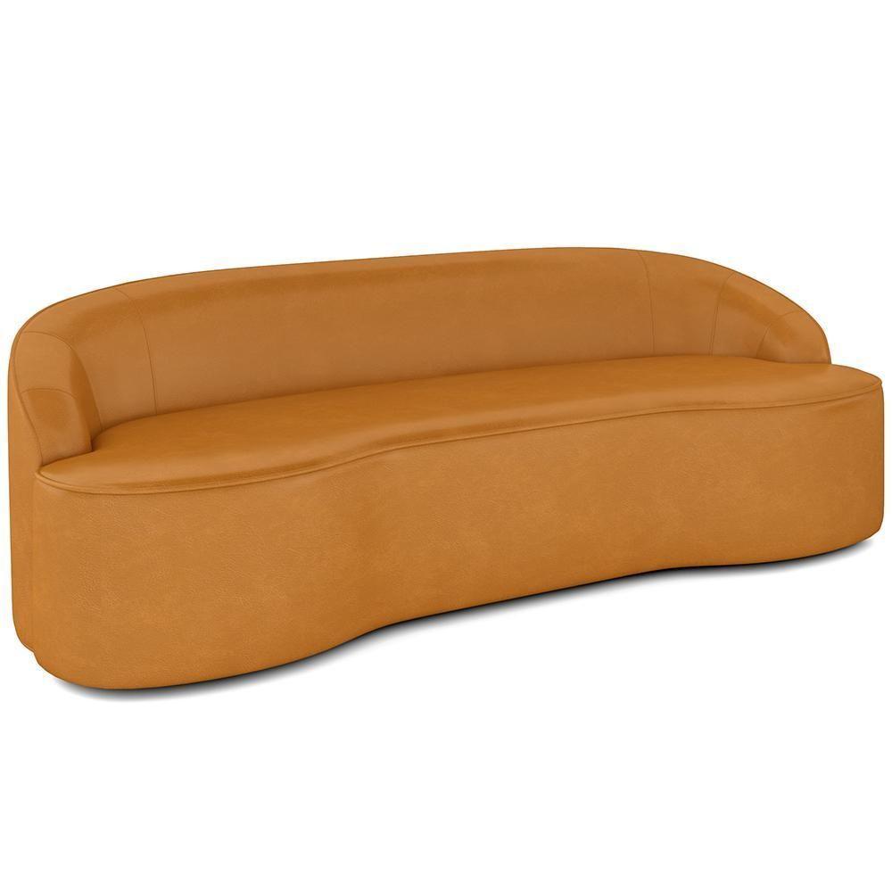 Sofá 4 Lugares Curvo Sala De Estar Living Lótus D02 Couríssimo Whisky 260 Cm B-90 - 1