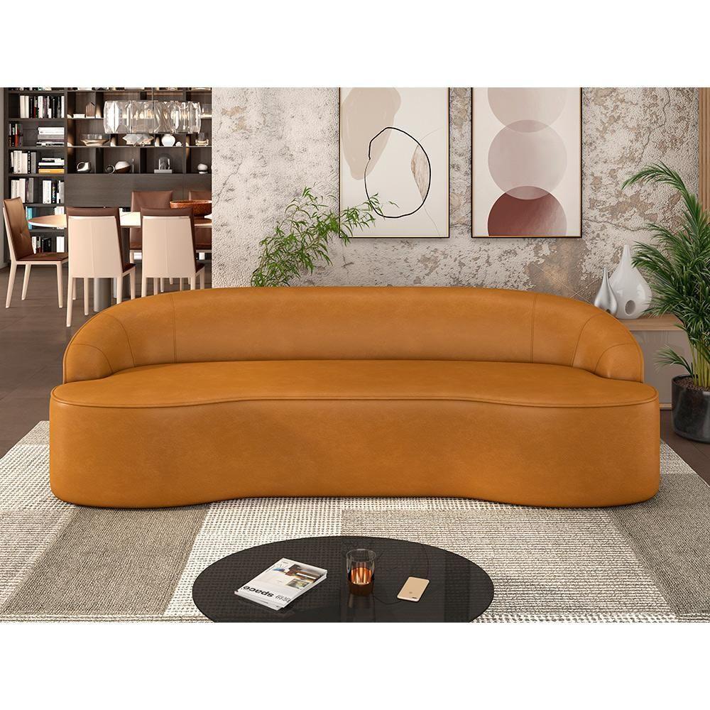 Sofá 4 Lugares Curvo Sala De Estar Living Lótus D02 Couríssimo Whisky 260 Cm B-90 - 2