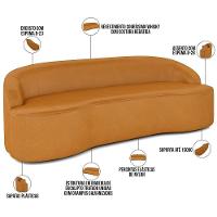 Sofá 4 Lugares Curvo Sala De Estar Living Lótus D02 Couríssimo Whisky 260 Cm B-90 - 6