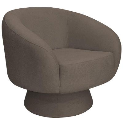 Poltrona Decorativa Liz Giratória Bouclé Marrom - Nexta Casa