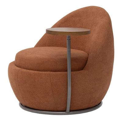 Poltrona Kaira Mesa Lateral Esquerda Base Fixa Titânio Bouclé Terracota - Nexta Casa