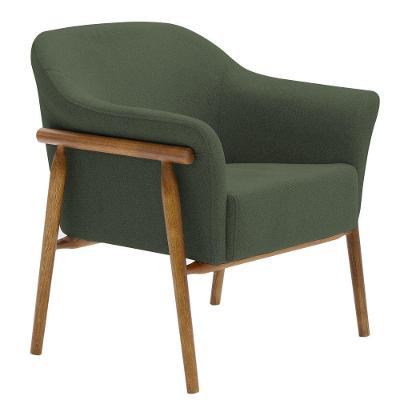 Poltrona Sala De Estar Luna Base Madeira Castanho Poliéster Verde Musgo - Nexta Casa