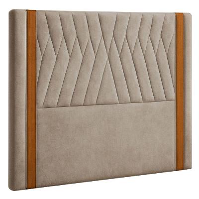 Cabeceira Cama Box Casal King 195 Cm Mali Veludo Bege - Nexta Casa