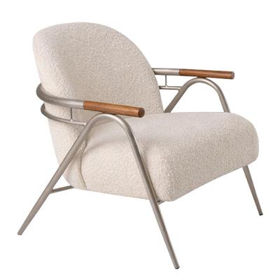 Poltrona Decorativa Vermont Base Aço Estelar Bouclé Off White - Nexta Casa