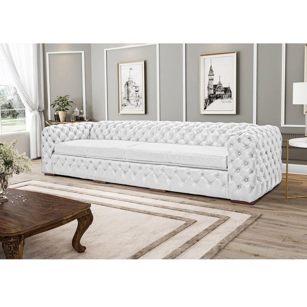 Sofá 4 Lugares Astúria 260cm Couro Natural Branco Fosco - 5