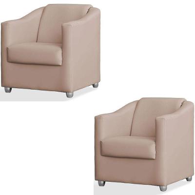 Kit 2 Poltronas Luiza Suede Bege