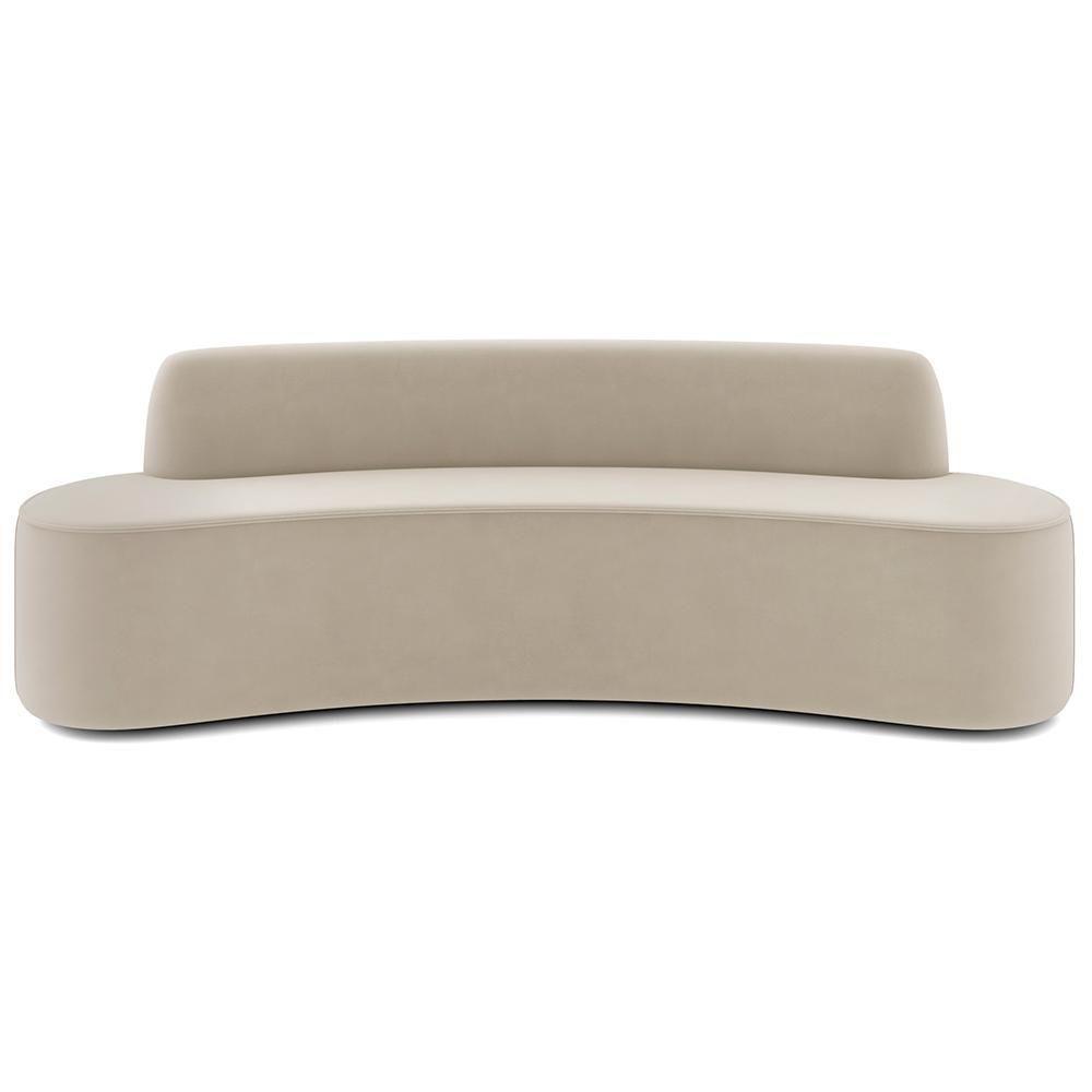 Sofá 4 Lugares Curvo Sala De Estar Living Cancún D02 Veludo Bege 260 Cm C-309 - 2