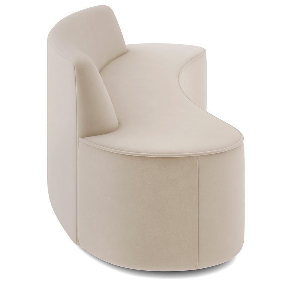 Sofá 4 Lugares Curvo Sala De Estar Living Cancún D02 Veludo Bege 260 Cm C-309 - 5